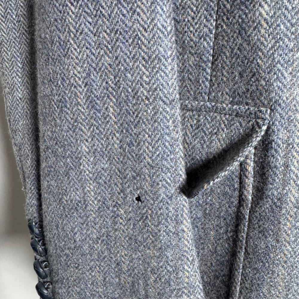Hart Schaffner & Marx Sport Coat Mens 40R Blue Gray Herringbone Wool Vintage - Picture 2 of 6